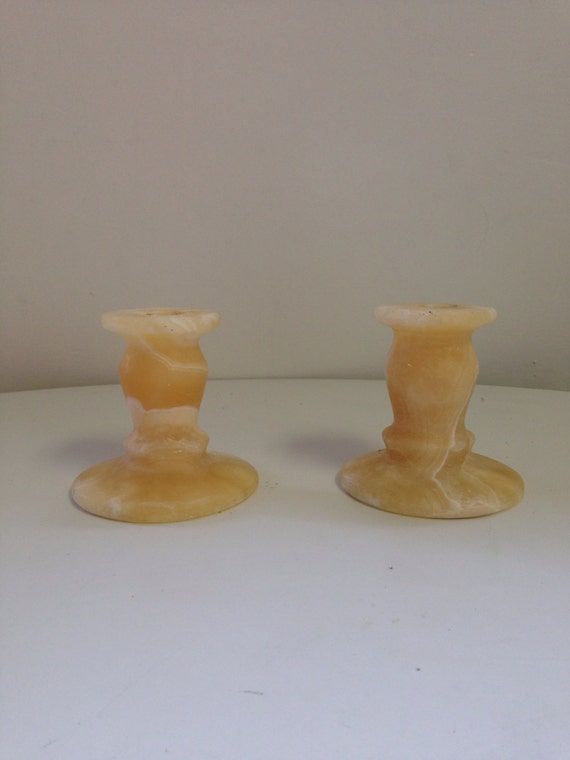 Natural alabaster candle holders made in Egypt