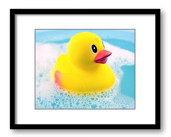 Yellow Rubber Duck Bathroom Art Print Bubbles Bath Bathtub Tub