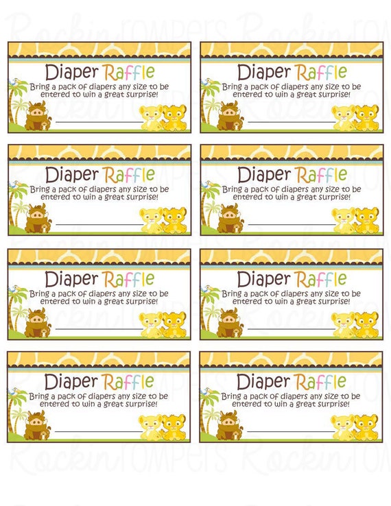 Lion King Inspired Diaper Raffle ticket