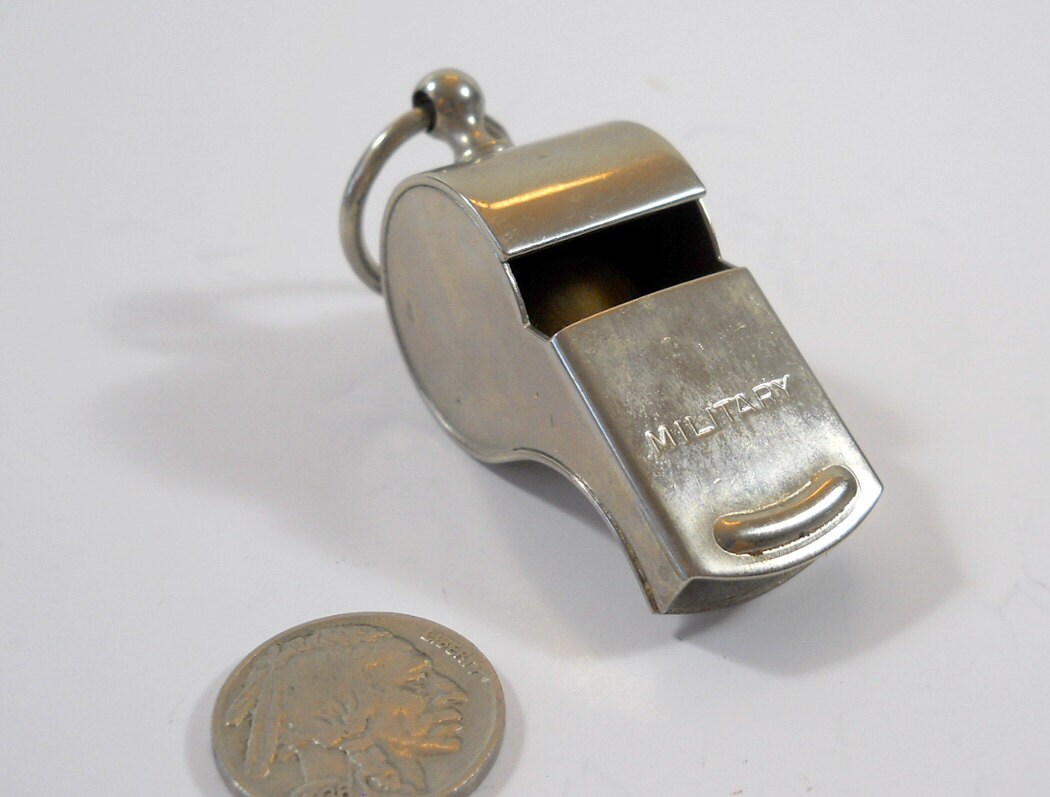 Vintage Military whistle chrome plated Made in USA by SpottedDog1