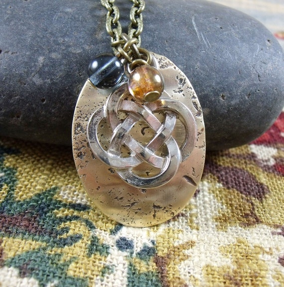 Outlander Inspired Mixed metal Celtic knot pendant necklace