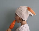 Bunny hat/ Children beanie/ Big ears toddler hat/ Natural white unisex beanie