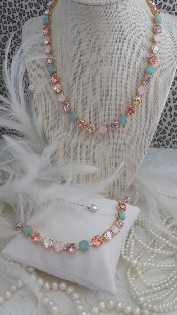 New SUGAR LAND. 8mm Genuine Swarovski Crystal Necklace. Sugary
