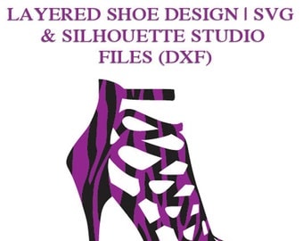 Layered Shoe Design File for Cutting Machines | SVG and Silhouette Studio (DXF)