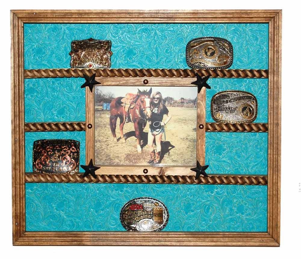 Belt Buckle Display Case With 8x10 Picture Frame Trophy