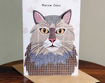 Maine Coon cat greetings card
