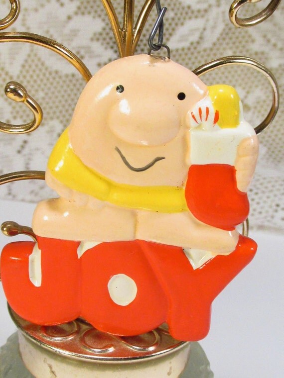 Vintage cartoon character Ziggy Joy Christmas ornament.