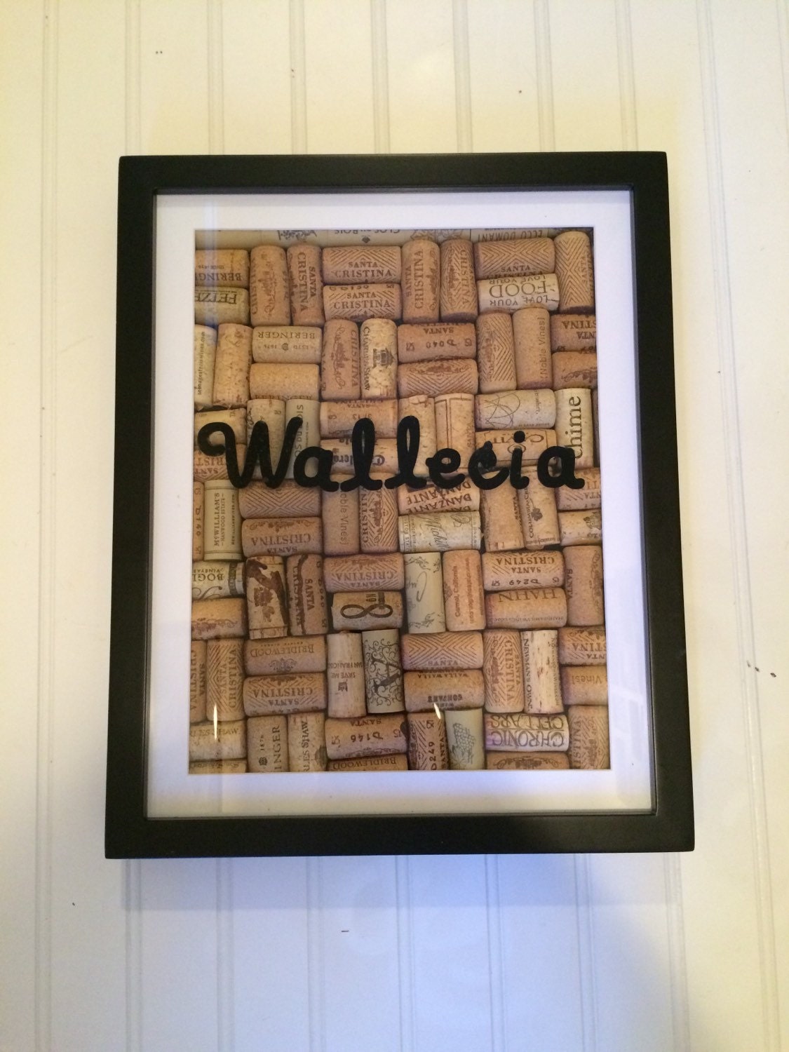 Customized Name Shadow Box With Wine Cork Background