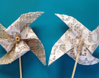 Table Decor Burlap, Pinwheel 10,Rustic Wedding, party