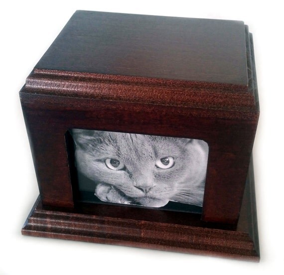 Personalized Photo Solid Mahogany Pet Urn Cremation Container