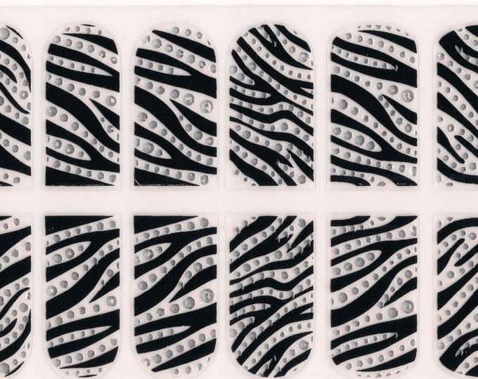 Nail Wrap Set 20 Sticker 18 Straps Pieces Chevron Cheetah Zebra Stripes Bubble