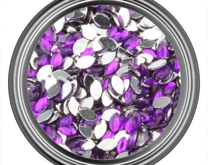 Dark Purple Oval Rhinestone Gems Flat Back Face Art Nail Art Scrapbook Phone Decoration 3mm