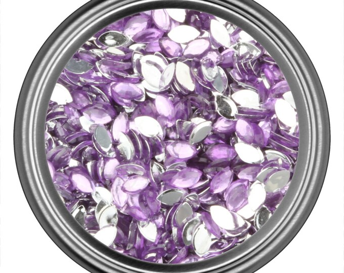 Light Purple Oval Rhinestone Gems Flat Back Face Art Nail Art Scrapbook Phone Decoration 3mm