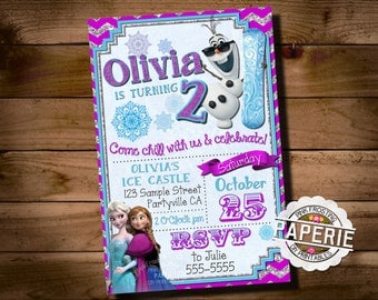 FROZEN PRINTABLE INVITATION, Custom Frozen Invitation For Girls Birthday Party, Frozen Party Decor, Winter Birthday, Pink Frosting Paperie