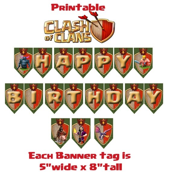 Clash Of Clans Printable Birthday Banner | clash of clans birthday banner jpeg 300 dpi by decoratyourdoor Clash Of Clans Printable Birthday Banner | clash of clans birthday banner jpeg 300 dpi by decoratyourdoor