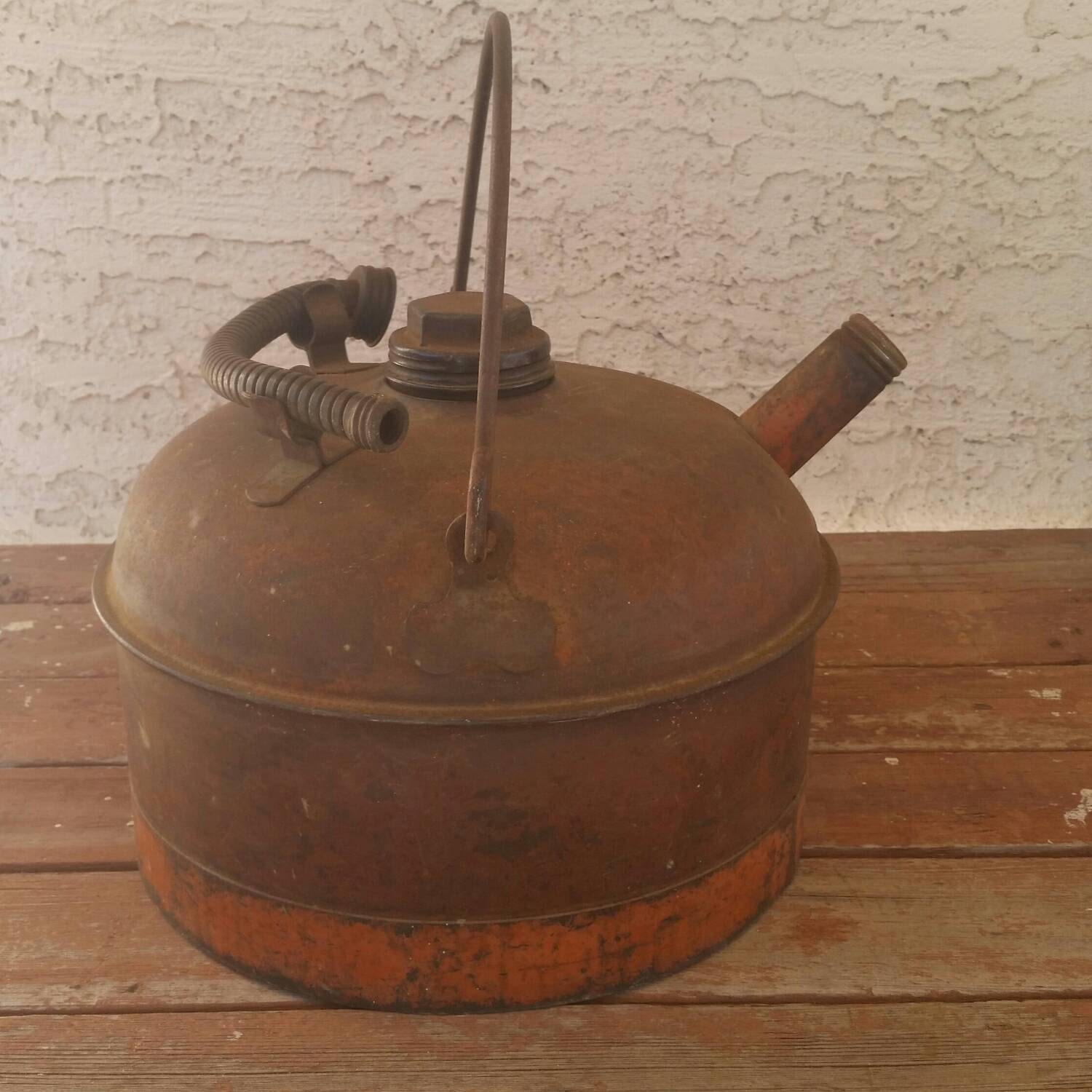 Antique Eagle Gas Can Orange Metal Gas Can Oil Can by PIVOT180