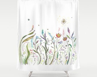 Floral Shower Curtain - La Primavera - Fabric - beautiful bathroom ideas, makeover, spring remodel, curtains, flowers, unique, extra long
