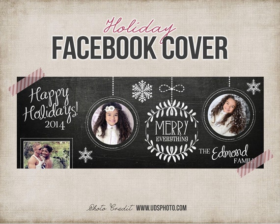 Christmas Chalkboard Facebook Cover Photo Collage Holiday