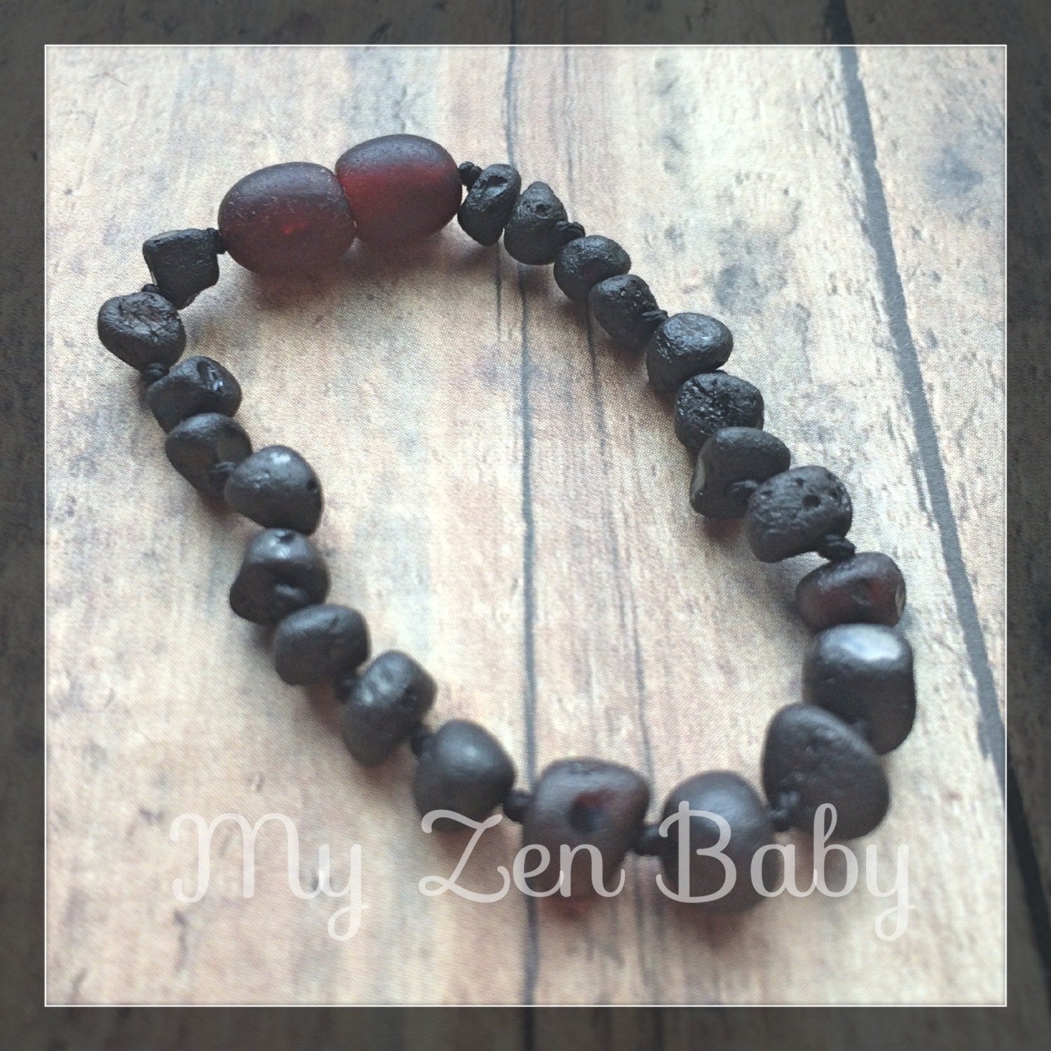 Baby Baltic Amber Bracelet/Anklet Dark Cherry RAW