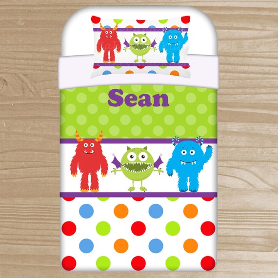 Personalized Monster Bedding for Kids Little by TheDreamyDaisy
