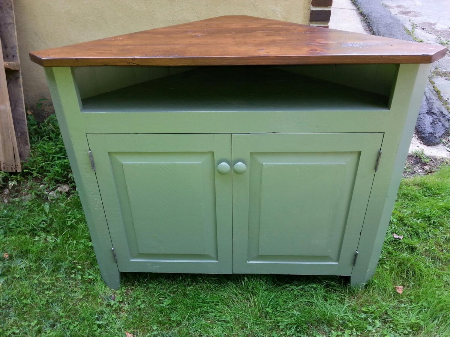 RECLAIMED BARN Wood TV Corner Cabinet Stand by ...