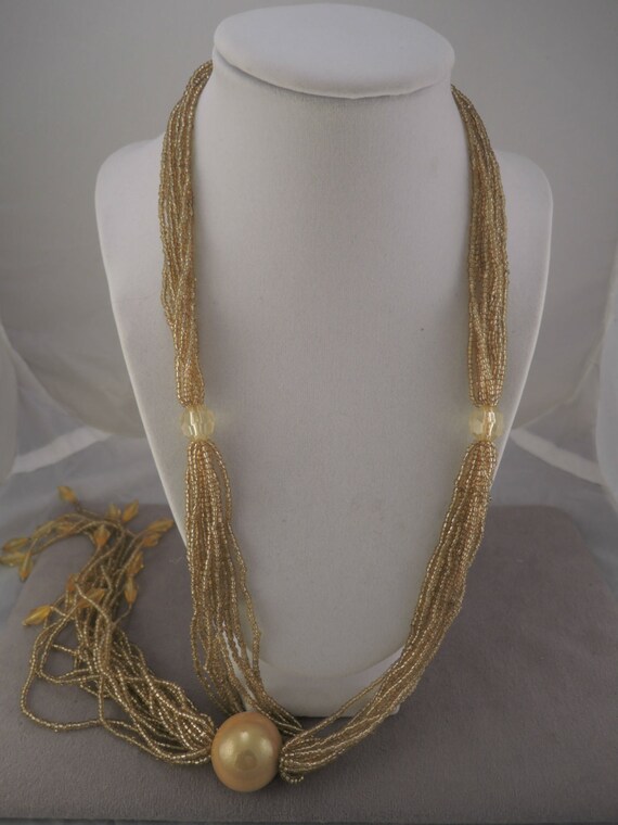 Yellow Seed Bead Necklace 1970s