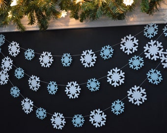 FHGG Glittery Frozen Snowflake Garland – Blue & White Winter Wonderland Party Decor For Birthday, Christmas - View #3