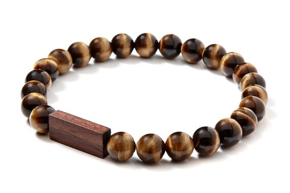 Men's Wood bracelet Wood and Stone Bracelet Wood