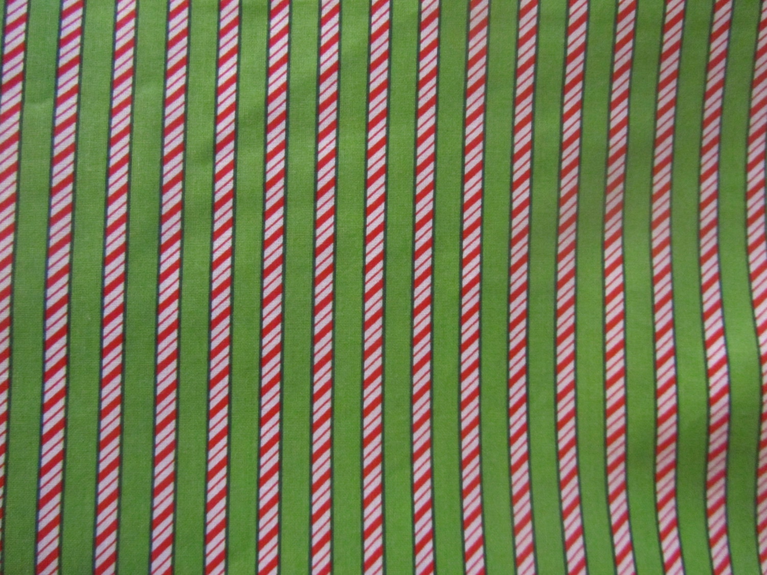 Christmas Fabric 1 yard Green Candy Cane Striped Fabric by