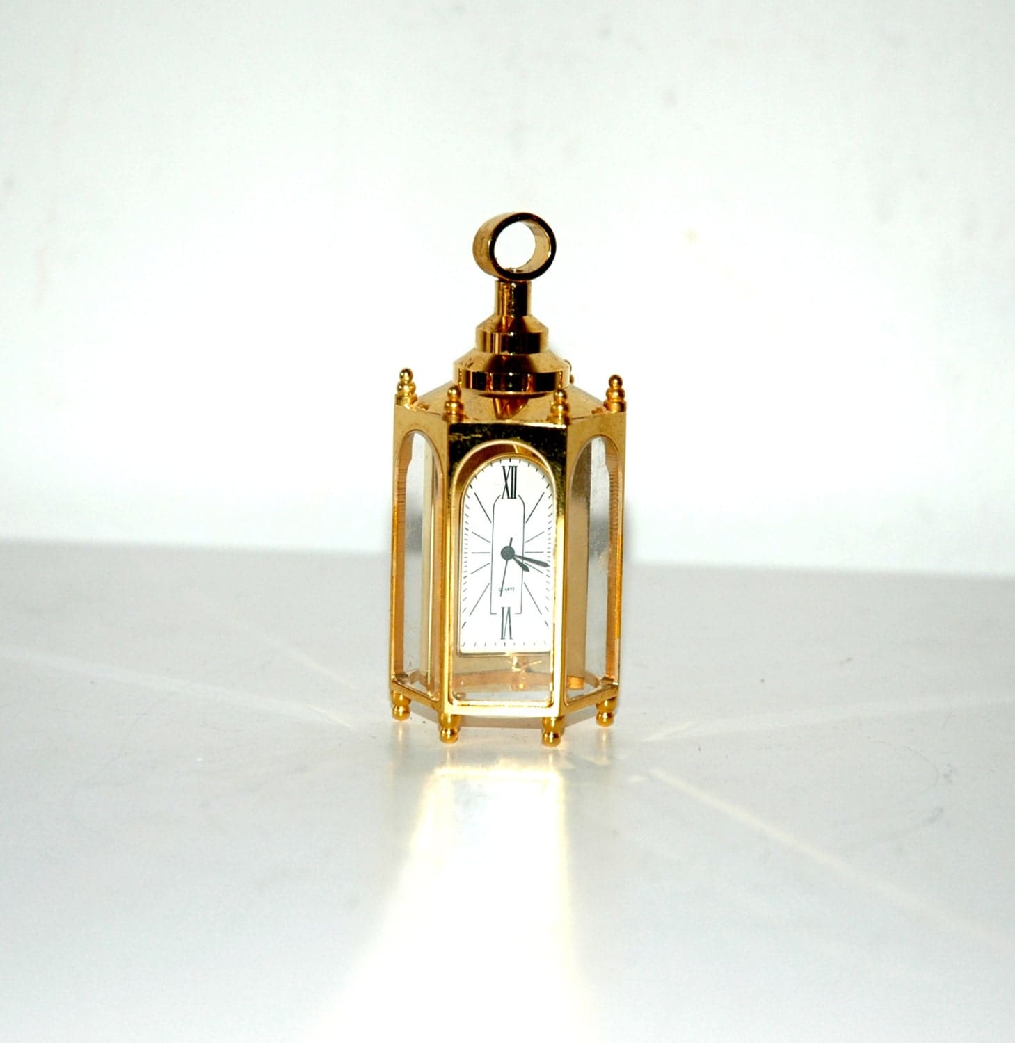 Vintage Miniature Gold Clock / Vintage Small Gold Clock