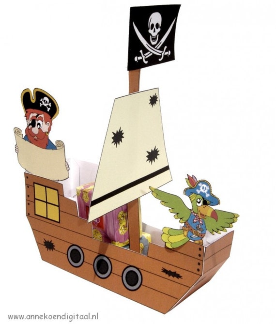 Items similar to Printable Piratenboot traktatie - traktatie om zelf te ...