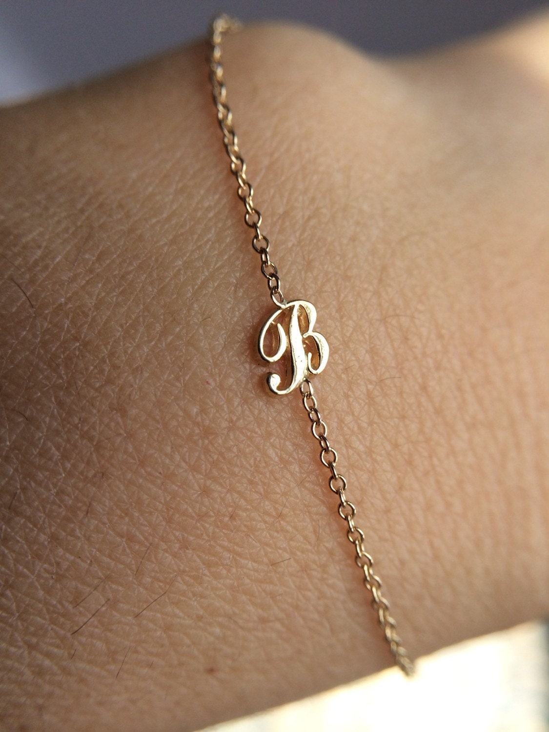 14k solid gold personalized initial bracelet name by NOSTALGII