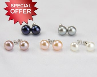 baby girl earrings,flower girl pearl earings,4mm freshwater pearl stud earring,small pearl earrings,925 sterling silver stud earrings pearls