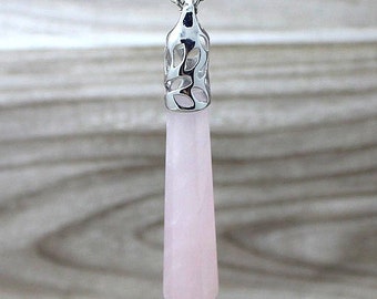 Rose Quartz Necklace // Rose Quartz Crystal // Rose Quartz Point Pendant // Pink Stone Charms // Pink crystal stone