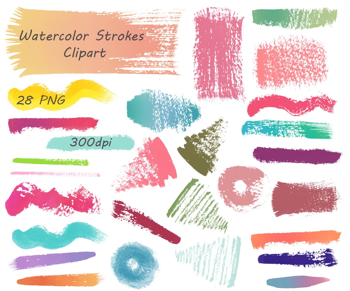 Watercolor Strokes Clipart Brush Strokes clipart Watercolor