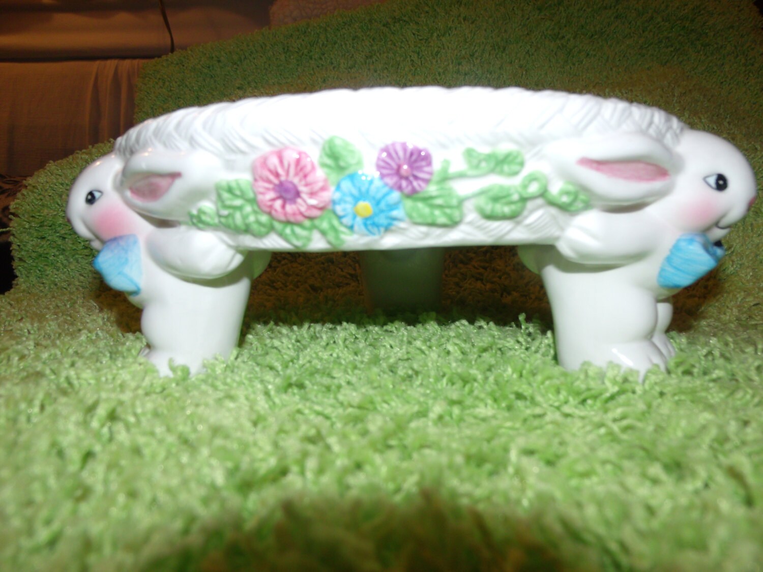 Easter Bunny Pedestal Egg Plate/Platter Vintage Ceramic Haute Juice