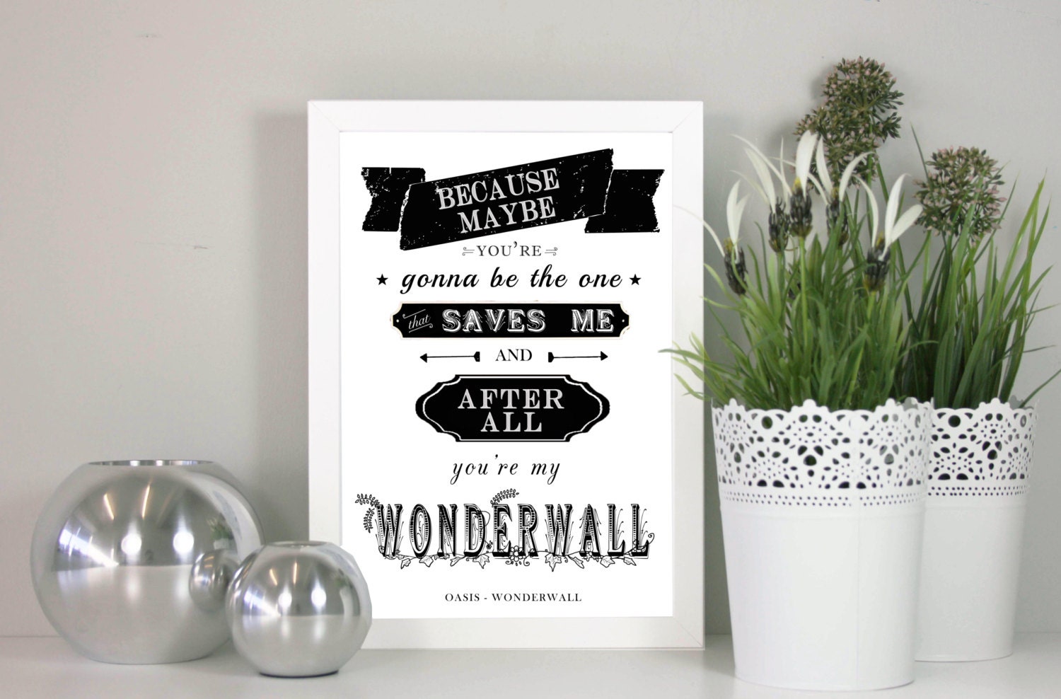 Wonderwall Oasis Song Lyric framed print Great for a