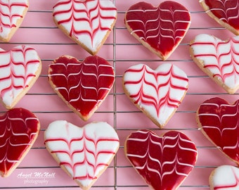 Valentine's Day Decor, Canvas wall art, Gift, still life photo, heart shaped cookies, Love, Chef's gift, red and white, pink, cafe decor