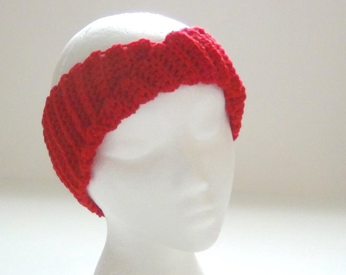 Crochet Headband - Vibrant Red Headband - Ear Warmer - Twisted Turban Head Band