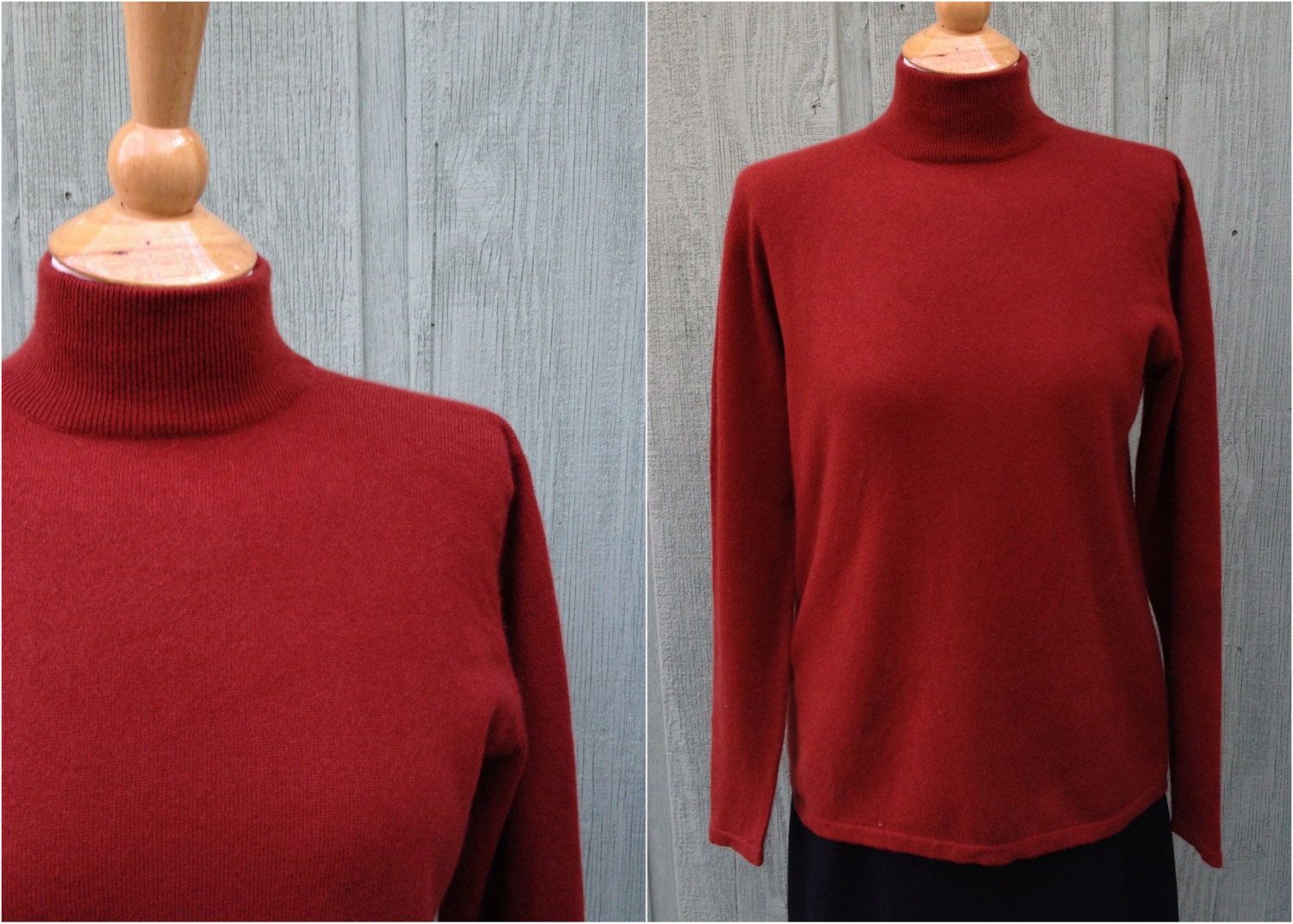 1990s Rust Colored Mock Turtleneck Cashmere Sweater from Country Shop ...