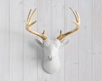 White Deer Head Wall Decor faux deer head | etsy White Deer Head Wall Decor faux deer head | etsy