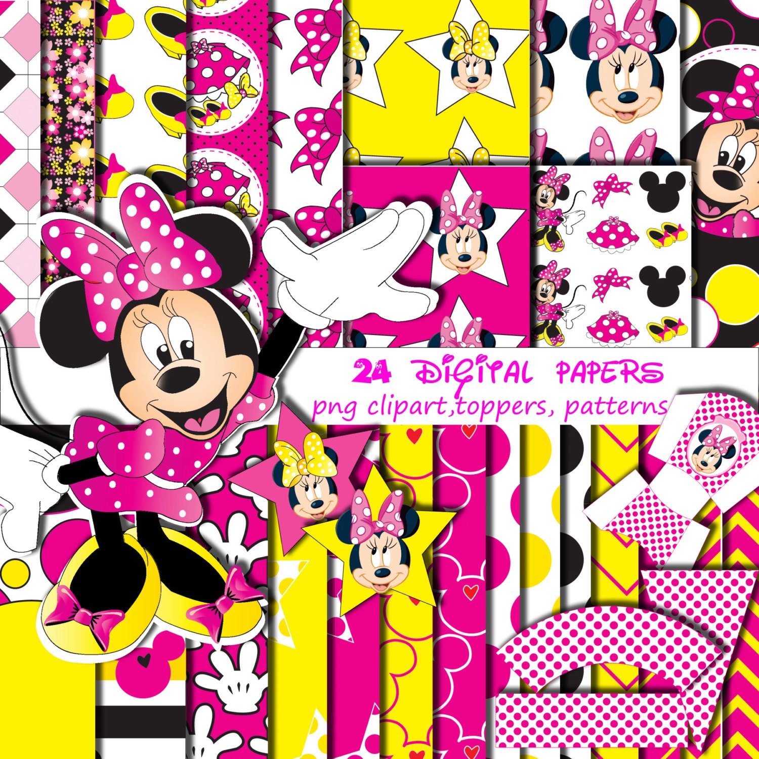 Minnie Mouse's Digital Papers-Free PNG Digital Clip