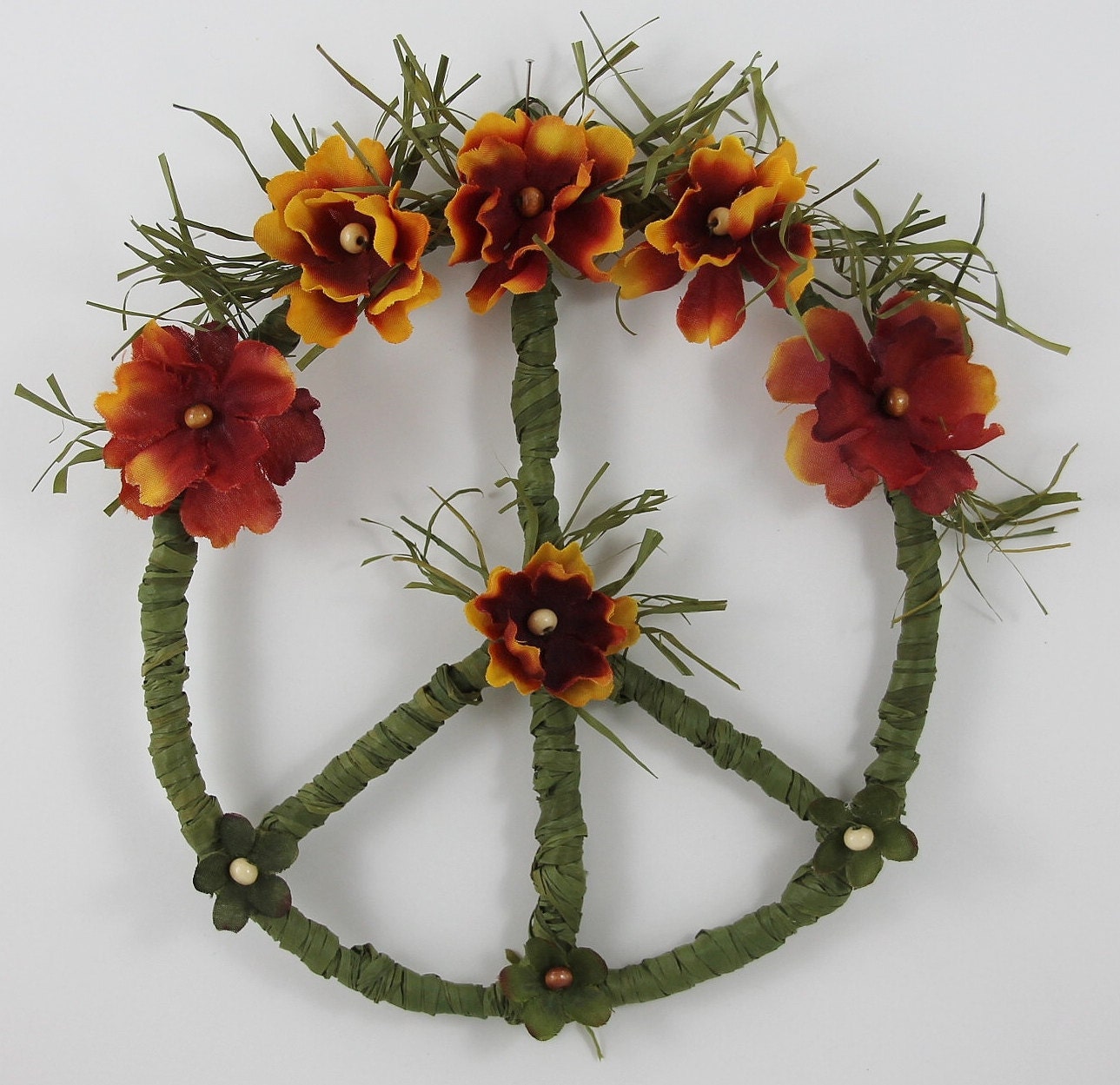 Orange Flower Peace Sign Petite Peace Wreath Apartment Dorm