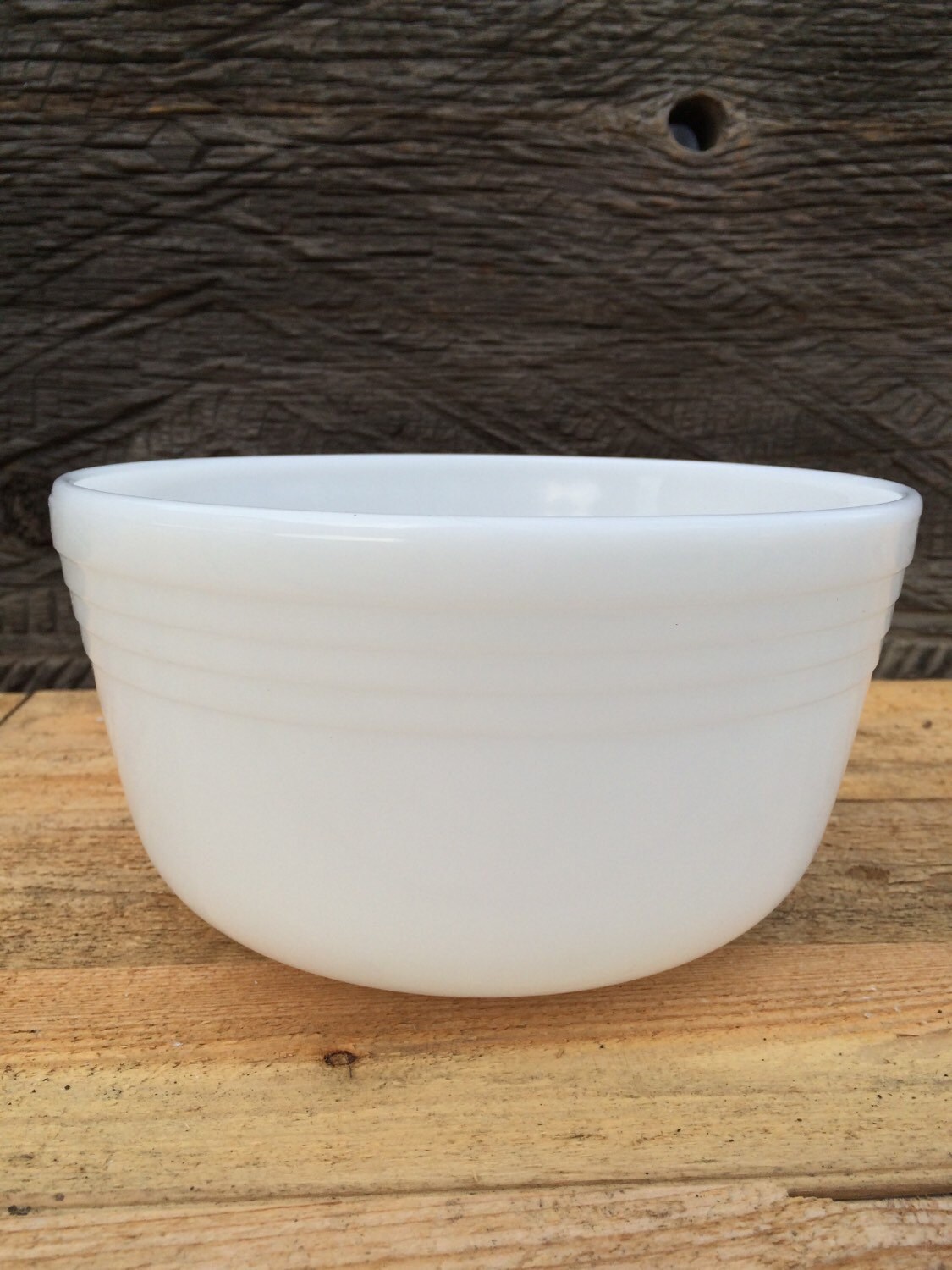 Vintage White Glass Mixing Bowl by on Etsy