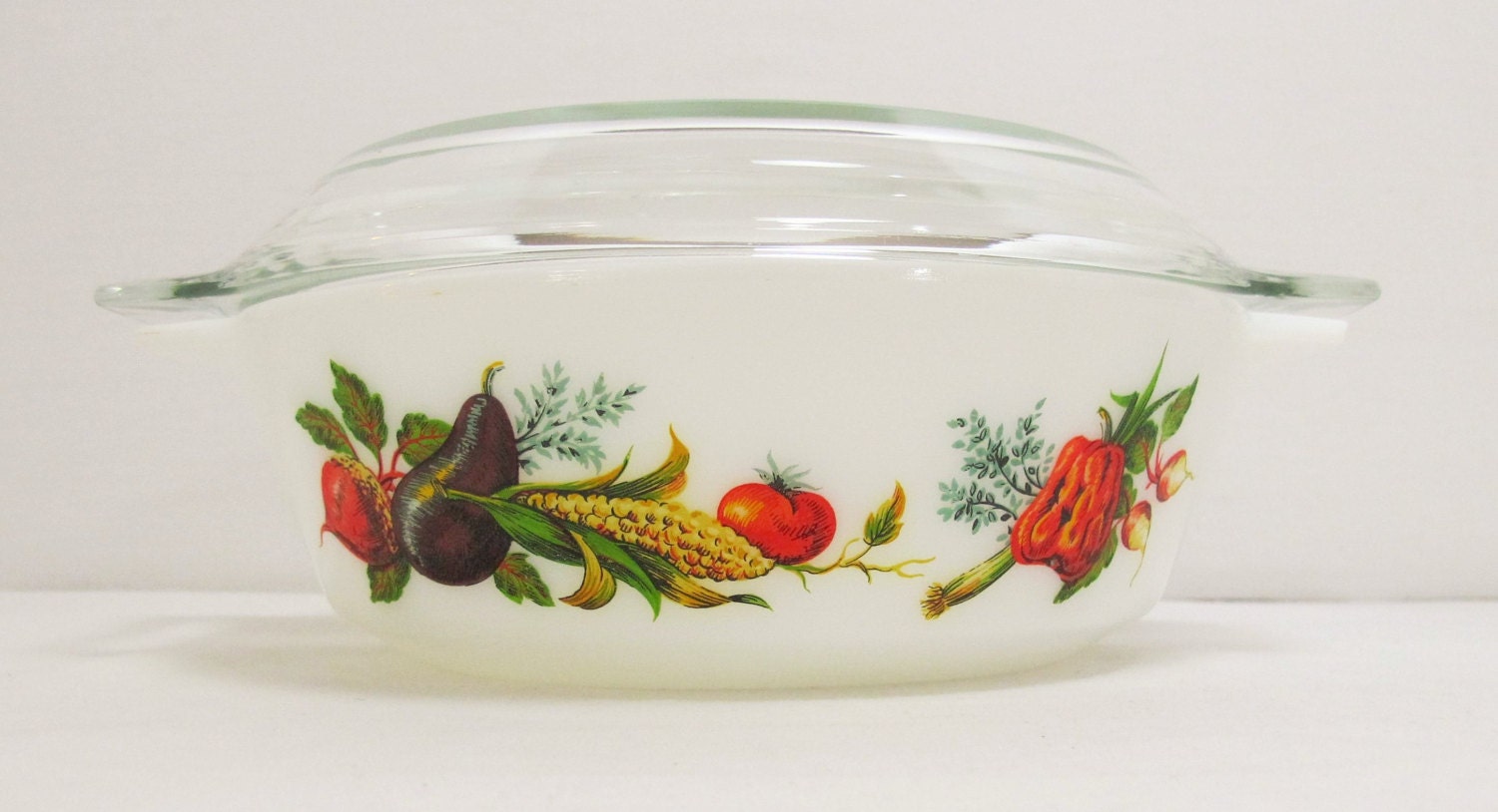 Vintage English Pyrex Casserole With Lid Pyrex Dish With Vegetable