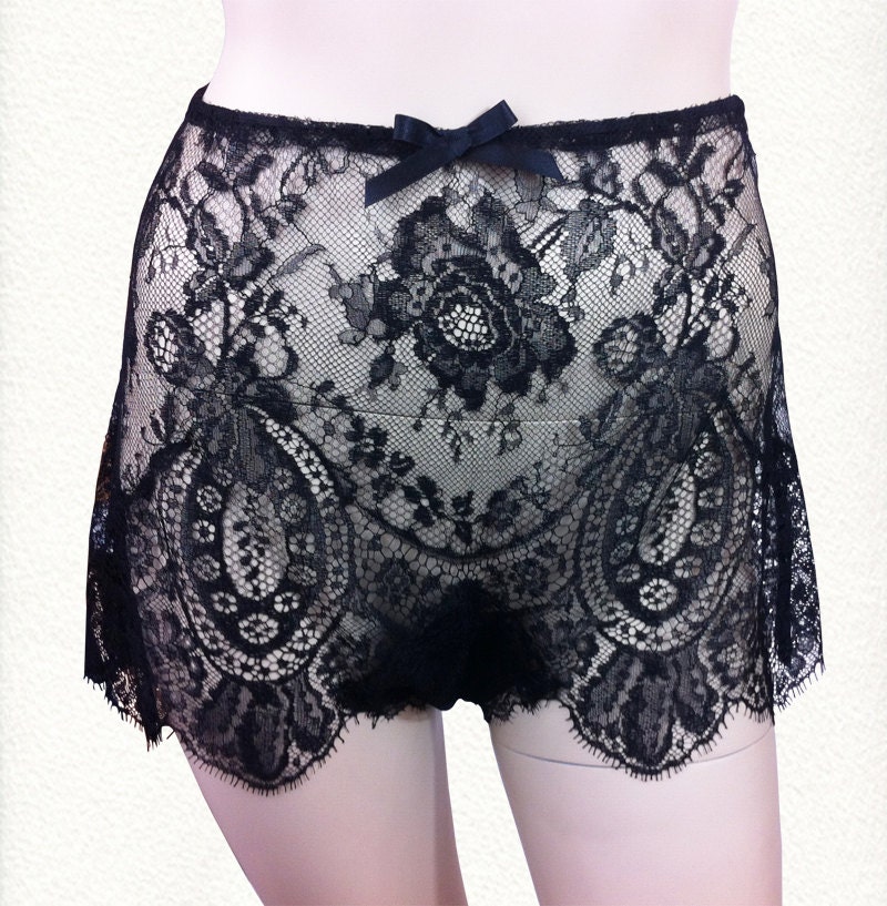 Black lace french knickers