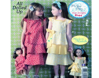 American Girl, Matching Dresses, Sewing Pattern, Ellie Mae Design, All Dolled Up, 18" American Girl Dress, McCalls, Kwik K144, UNCUT