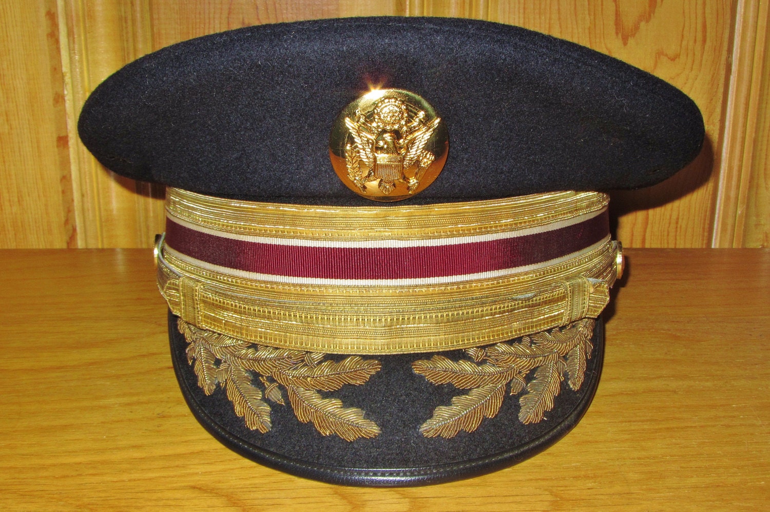 US Army Enlisted Mans Insignia on Officers Cap Military