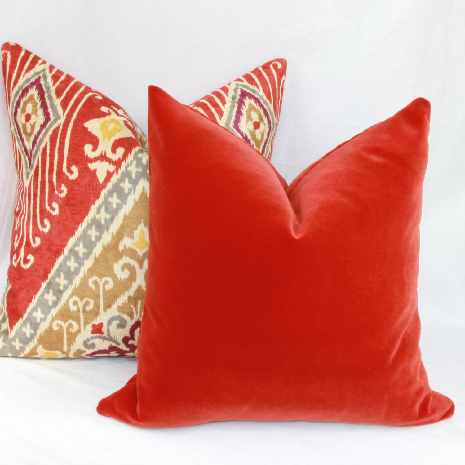 Burnt orange velvet pillow cover. 18 x 18. 20 x by