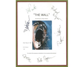 Pink Floyd "The Wall" Entire Movie Script Signed Screenplay Autographed Roger Waters, David Gilmour, Richard Wright, Nick Mason, Alan Parker